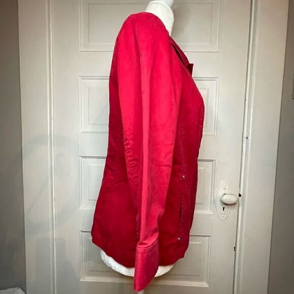 Chico’s Red Zip Up Jacket w/ 3/4 Length Sleeves - Picture 6 of 11